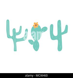 Hand drawn cactus icons. Can be used for banner or card for Cinco de Mayo celebration. Holiday poster . Vector Mexican fiesta. Stock Vector