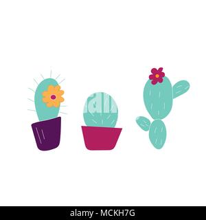 Hand drawn cactus icons. Can be used for banner or card for Cinco de Mayo celebration. Holiday poster . Vector Mexican fiesta. Stock Vector