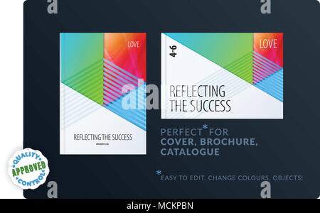 Material design template. Creative colourful abstract brochure set, annual report, horizontal cover, flyer Stock Vector
