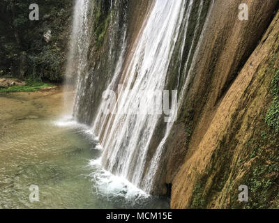 Cola de Caballo waterfall. Cola de Caballo is a waterfall about 40 km from Monterrey, Mexico, in the town of Villa de Santiago, Nuevo Leon. Stock Photo