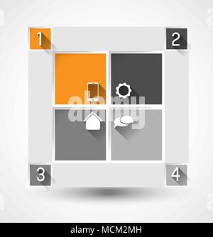 infographic template squares with option steps and long shadow effect Stock Vector