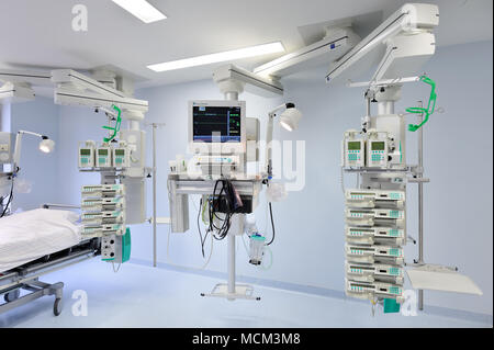 technical equipment on intensive care unit Stock Photo