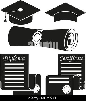 Black white graduation silhouette set 5 elements Stock Vector