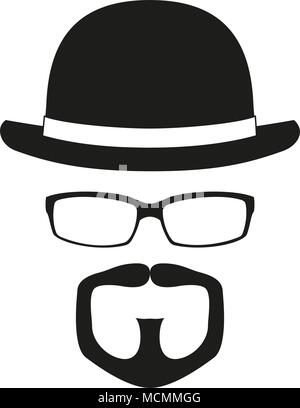 Black and white hipster avatar silhouette Stock Vector