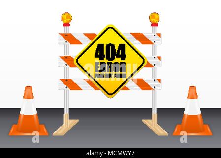 404 error page not found on road block tools Stock Vector