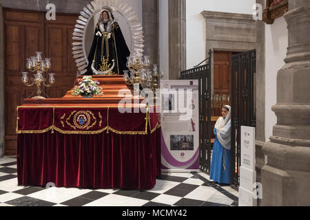 Tenerife, Canary Islands,Tenerife, Canary Islands, a float of the Virgin Mary in the Cathedral of San Cristobal de La Laguna. This will be taken through the streets during one of the Holy Week processions.