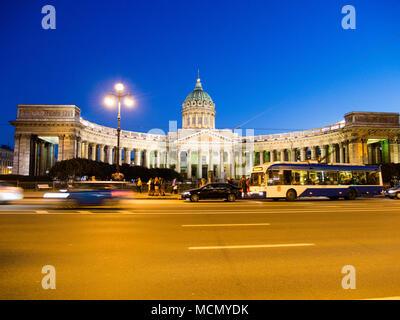 St. Petersburg, Russia: Cathedral of Our Lady of Kazan, Nevsky Prospekt Stock Photo