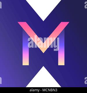 3D gradient logo. The letter M. Paper effect design. Stock Vector