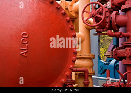 WA15265-00...WASHINGTON - Colorfully painted tanks and pipes from the remnants of a coal gasification plant create a colorful play area for childern a Stock Photo