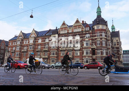 Traffic in Copenhagen along HC Andersen Blvd near Langebro bridge Stock Photo