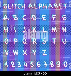 glitch hacker alphabet Stock Vector