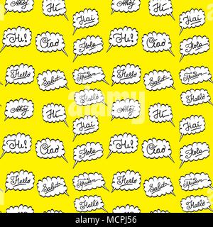 hello in different languages- seamless pattern, stock vector illustration Stock Vector