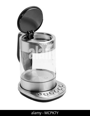Steel and glass electrical kettle isolated on white Stock Photo