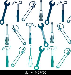 set tools collection pattern background Stock Vector