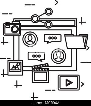template webpage with social media icons Stock Vector