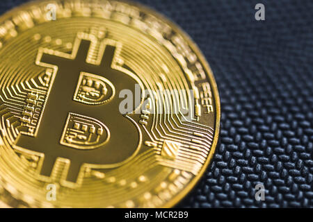 Bitcoin logo in the dark background Stock Photo