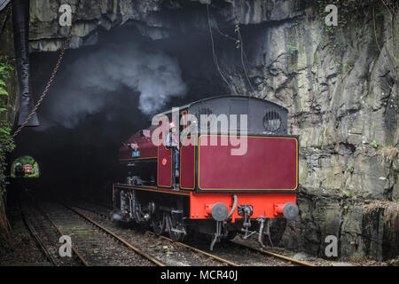 Steam engine at Lakeside Station on the Lakeside and Haverthwaite Railway, Lake District, Cumbria Stock Photo