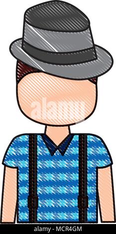 man with hat hipster style Stock Vector