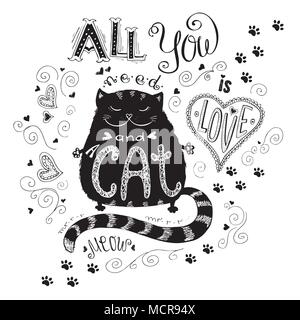 All you need is love hand drawn lettering Vector Image