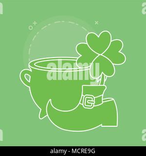 saint patricks day design with pot of gold with related  icons over green background, colorful line design. vector illustration Stock Vector