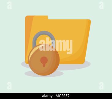 cyber security design with document folder and  padlock over background, colorful design. vector illustration Stock Vector