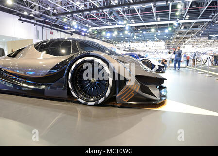 DUBAI, UAE - NOVEMBER 17: The Devel Sixteen supercar is on Dubai Motor Show 2017 on November 17, 2017 Stock Photo