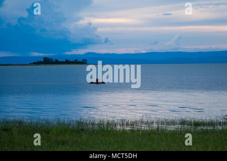 little fishing boat on Lake Kariba Zimbabwe Stock Photo