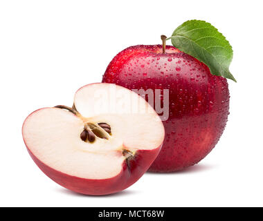 red apples with water drops isolated on a white background. Stock Photo