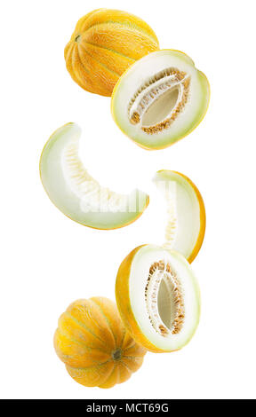 collection of melon slices isolated on a white background. Stock Photo