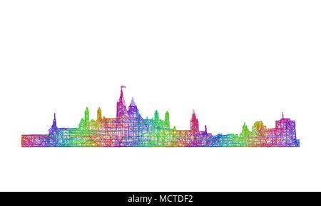 Ottawa skyline silhouette - multicolor line art Stock Vector