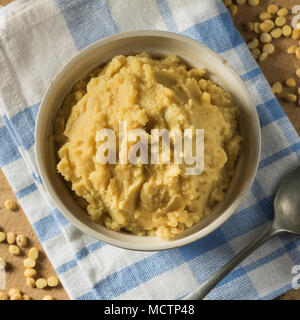 Pease pudding. Mashed yellow split peas. UK Food Stock Photo