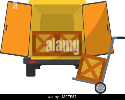 trunk delivery transport with wood boxes Stock Vector