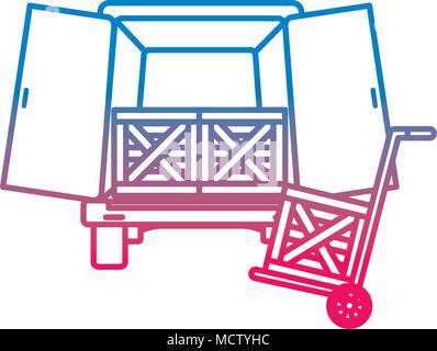 degraded line trunk delivery transport with wood boxes Stock Vector