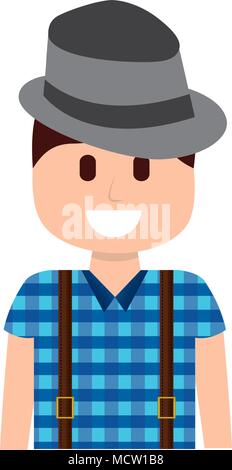 man with hat hipster style Stock Vector