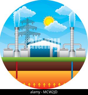 electric towers energy over landscape Stock Vector
