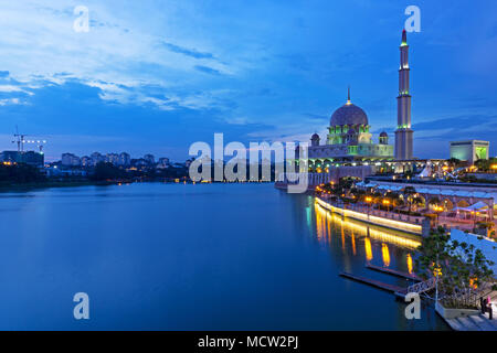 Night view of Putrajaya Mosque in Federal territory on Malaysia Stock Photo