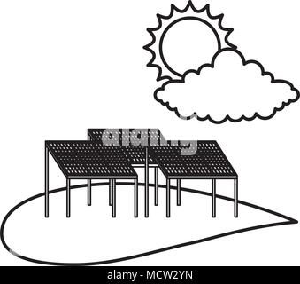 Field solar panel icon simple vector. Lamp cell power. Module source ...