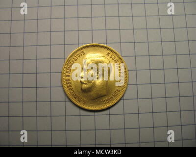 coin 10 rubles 1899 gold. Monetary reform, Imperials, chervontsi, National currency 'Rus',gold, 10 rubles, Nicholai II,10 rubles 1899 gold Stock Photo