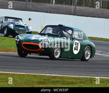 Silverstone, Towcester, Northamptonshire, England, Sunday 1st April 2018. Ian Burford, Austin Healey Sebring Lumbertubs, in the HRDC Coys Trophy event Stock Photo