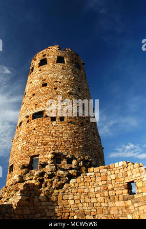 A 102-second exposure of the Watchtower in the Grand Canyon under a starry night sky. Stock Photo