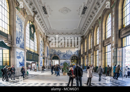 sao bento central railway station landmark interior in porto portugal Stock Photo