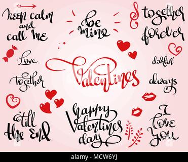 lettering Set Love Vector Valentines day cards templates. Hand drawn ...