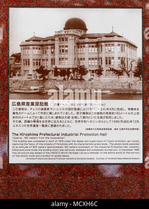 Hiroshima Dome Japan - the Product Exhibition Hall building was designed by the Czech architect Jan Letzel now the Hiroshima Peace Memorial Dome Stock Photo