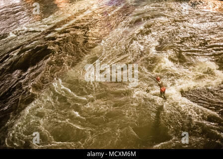 Swimmer Statue at night, Skopje, Macedonia Stock Photo