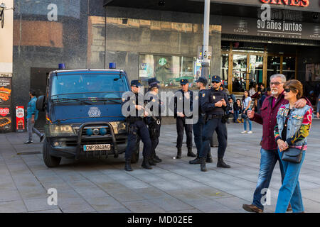 MADRID, SPAIN - 29 MARCH, 2018: Police on the streets of the city watching the order Stock Photo