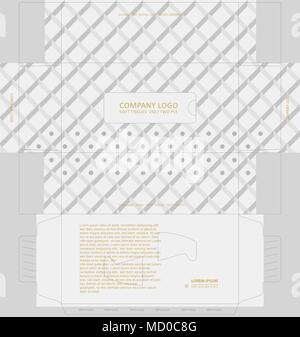 Lozenge pattern with dots on white box. Tissue box template concept, template for Business Purpose, Place Your Text and Logos and Ready to GO For Prin Stock Vector