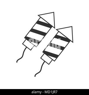 Firework rockets icon in black flat outline design. Israel Independence Day holiday concept. Stock Vector