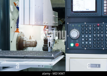 panel of CNC lathe machine. Stock Photo