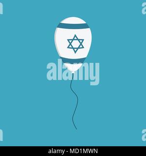 Balloon with israel flag styled icon in flat design. Israel Independence Day holiday concept. Stock Vector