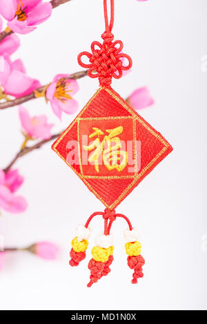Tradition decoration of Chinese,translation:calligraphy mean best wishes and good luck for the coming chinese new year Stock Photo